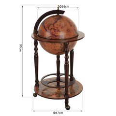 Globe Shaped Retro Style Bar Cabinet – Elegant Wine Alcohol Storage Trolley with Wheels & Bottle Holder – 36CM