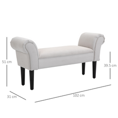 Grey Velvet Bed End Chaise Lounge Sofa - Elegant Window Seat with Wooden Legs and Arm Bench