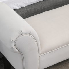 Grey Velvet Bed End Chaise Lounge Sofa - Elegant Window Seat with Wooden Legs and Arm Bench