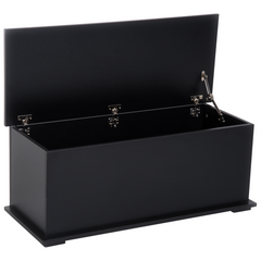 Black Wooden Storage Box - Multifunctional Clothes Toy Chest & Bench Seat with Lid