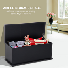 Black Wooden Storage Box - Multifunctional Clothes Toy Chest & Bench Seat with Lid