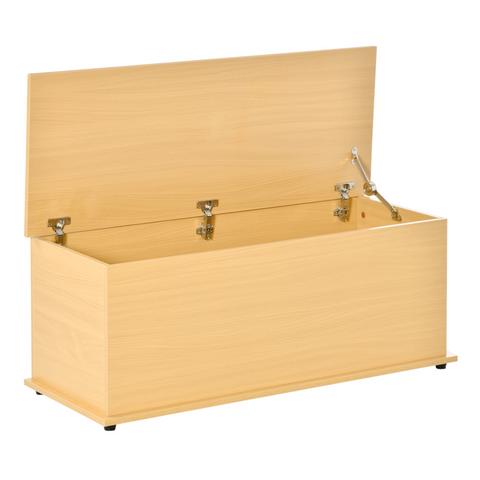 Wooden Storage Box with Lid - Multi-Functional Toy Chest, Bench Seat, and Blanket Trunk in Burlywood