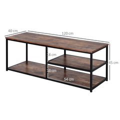 Industrial Style TV Stand Cabinet with Metal Frame, 2 Shelves Storage for Living Room