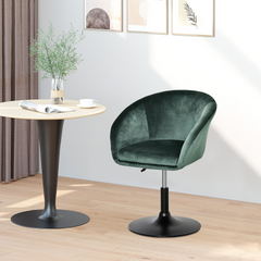 Swivel Bar Stool Fabric Dining Chair Dressing Stool with Tub Seat, Back, Adjustable Height, Green