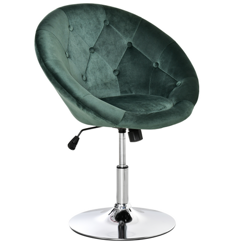 Modern Adjustable Velvet Bar Stool - Armless Tub Chair with Tufted Fabric & Swivel Seat in Green