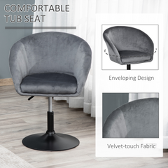 Adjustable Swivel Bar Stool - Grey Fabric Dining Chair with Tub Seat and Back Support