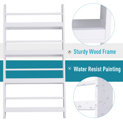 Wood Wall/Standing Magazine Holder & Book Rack Shelf | 4 Tiers | Space-Saving & Water-Resistant | Ideal for Home & Office Decor