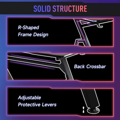 Ergonomic Gaming Desk with RGB LED Lights, Cup Holder, Controller Rack & Cable Management, Black