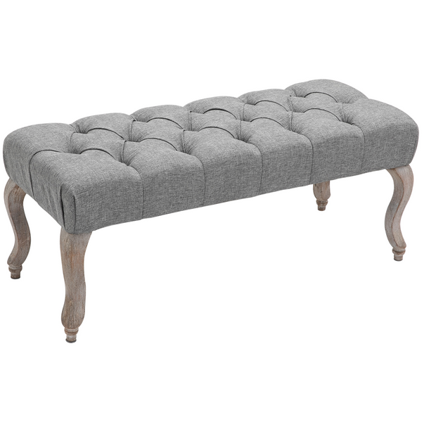 Tufted Upholstered Accent Bench - Elegant Window Seat & Bed End Stool - Versatile Fabric Ottoman for Living Room, Bedroom, Hallway