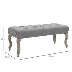 Tufted Upholstered Accent Bench - Elegant Window Seat & Bed End Stool - Versatile Fabric Ottoman for Living Room, Bedroom, Hallway