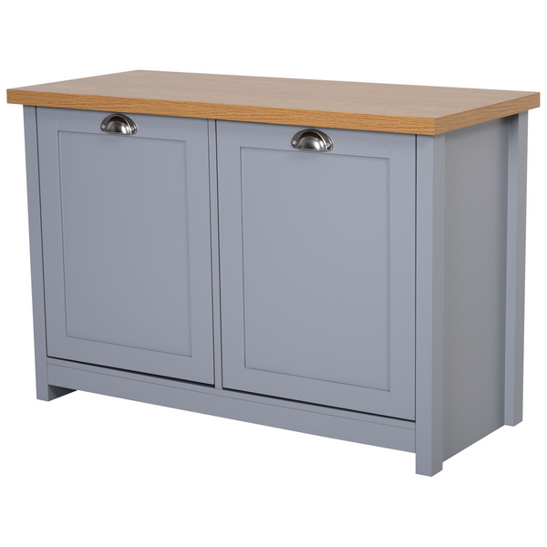 Grey Shoe Cabinet with 2 Doors, Hallway Cupboard, Storage Organiser with Shelf and Entryway Shoe Bench for Bathroom Furniture