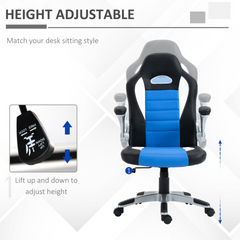 Racing Gaming Chair, PU Leather Computer Desk Chair, Blue