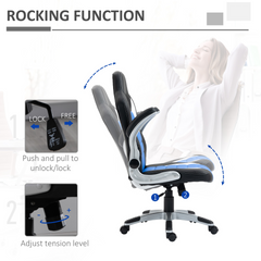 Racing Gaming Chair, PU Leather Computer Desk Chair, Blue