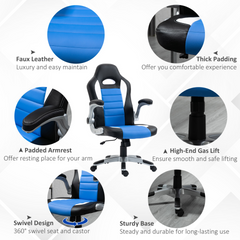 Racing Gaming Chair, PU Leather Computer Desk Chair, Blue