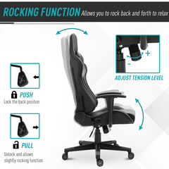 High Back Racing Gaming Chair - PU Leather Reclining Computer Chair