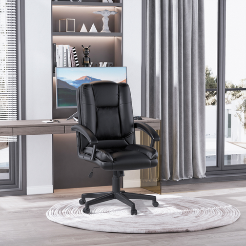 Swivel Executive Office Chair - Mid Back Faux Leather Computer Desk Chair