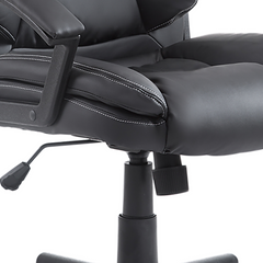 Swivel Executive Office Chair - Mid Back Faux Leather Computer Desk Chair for Home with Double-Tier Padding, Arm, Wheels, Black