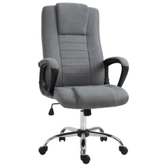 High Back Office Chair - Linen Deep Grey, Adjustable Height, 360° Swivel, Tilt Function, Ergonomic Design, 62W x 62D x 110-119H cm