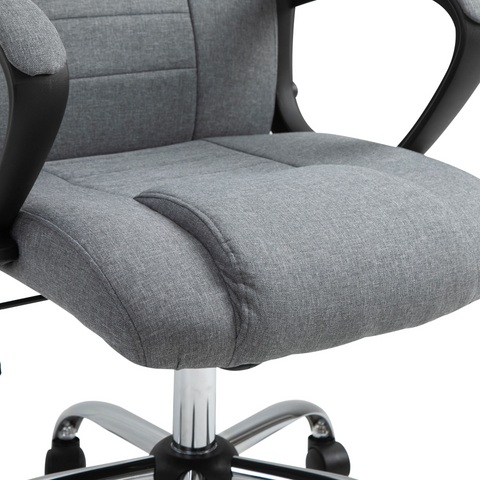 High Back Office Chair - Linen Deep Grey, Adjustable Height, 360° Swivel, Tilt Function, Ergonomic Design, 62W x 62D x 110-119H cm