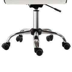 Adjustable Swivel Office Chair - White | Ergonomic PU Leather, Armless Mid-Back, Chrome Base