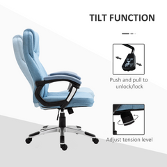 Linen Fabric Home Office Chair - Height Adjustable Computer Chair