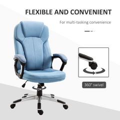 Linen Fabric Home Office Chair - Height Adjustable Computer Chair