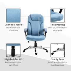 Linen Fabric Home Office Chair - Height Adjustable Computer Chair