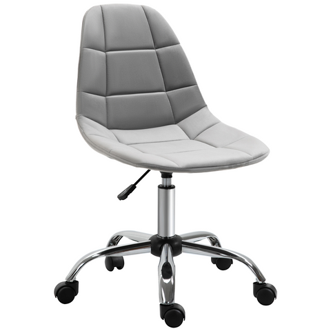 Ergonomic Office Chair with Adjustable Height and Wheels Velvet Executive Chair Armless for Home Study Bedroom Grey