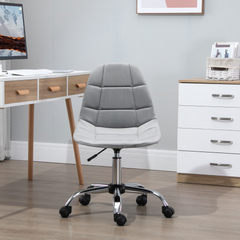 Ergonomic Office Chair with Adjustable Height and Wheels Velvet Executive Chair Armless for Home Study Bedroom Grey