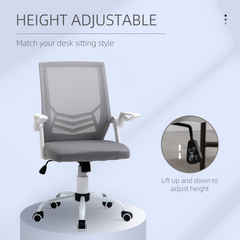 Mesh Office Chair Swivel Task Computer Desk Chair for Home with Lumbar Back Support, Adjustable Height, Flip-Up Arm, Grey