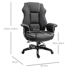 High Back Executive PU Leather Office Chair - Adjustable, Ergonomic Computer Desk Chair with Armrests, Black