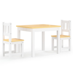 3 Piece Children Table and Chair Set - White & Beige MDF | Perfect for Playtime, Crafts, and Meals