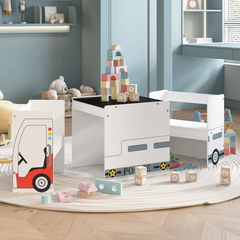 3 Piece Kids Table and Chair Set - Police Car Design MDF