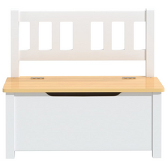 Children's Storage Bench - White & Beige, 60x30x55 cm, Durable MDF