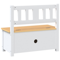 Children's Storage Bench - White & Beige, 60x30x55 cm, Durable MDF