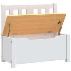 Children's Storage Bench - White & Beige, 60x30x55 cm, Durable MDF