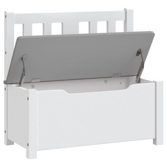 Children Storage Bench White and Grey 60x30x55 cm MDF