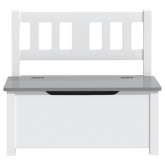 Children Storage Bench White and Grey 60x30x55 cm MDF