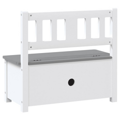 Children Storage Bench White and Grey 60x30x55 cm MDF