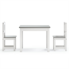 3 Piece Children Table and Chair Set in White and Grey | Durable MDF Furniture for Kids