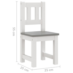 3 Piece Children Table and Chair Set in White and Grey | Durable MDF Furniture for Kids