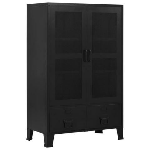 Industrial Office Cabinet with Mesh Doors, 75x40x120 cm, Durable Steel Construction