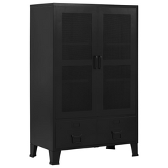 Industrial Office Cabinet with Mesh Doors, 75x40x120 cm, Durable Steel Construction