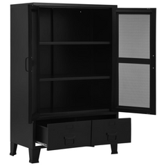 Industrial Office Cabinet with Mesh Doors, 75x40x120 cm, Durable Steel Construction