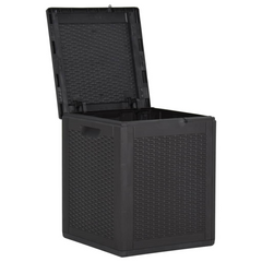 90L Garden Storage Box Black PP Rattan – Weather-Resistant Outdoor Chest