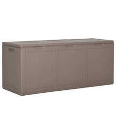 270L Rattan Look Garden Storage Box - Brown, Weather & UV Resistant, Ideal for Outdoor Patio, Deck & Garden Organization