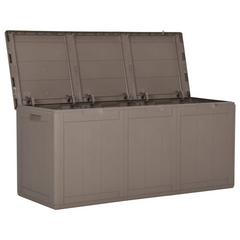 270L Rattan Look Garden Storage Box - Brown, Weather & UV Resistant, Ideal for Outdoor Patio, Deck & Garden Organization