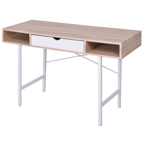 Desk with 1 Drawer Oak and White - Durable and Stylish