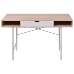 Desk with 1 Drawer Oak and White - Durable and Stylish