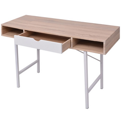 Desk with 1 Drawer Oak and White - Durable and Stylish